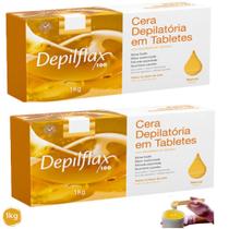 kit 2 Cera Depilatoria Quente Natural 1Kg Depilflax