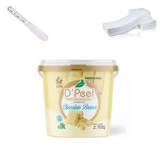 Kit 2 Cera Dpeel Chocolate Branco 2,7kg+ 4 Lenço + 2 Espátula