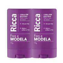 Kit 2 Cera Fixadora Cabelo Fixa Modela Alinha Fios em Bastão Ricca 15G