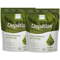 Kit 2 Cera Quente Depilatória Profissional Glitter Jade Depilflax Em Perolas 1Kg Grande