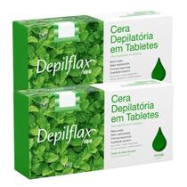 Kit 2 Cera Quente Depilatória Profissional Hortelã Depilflax Barra 1Kg Grande