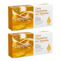 Kit 2 Cera Quente Depilatória Profissional Natural Mel Depilflax Barra 1Kg Grande