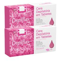 Kit 2 Cera Quente Depilatória Profissional Rosa Depilflax Barra 1Kg Grande