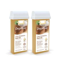Kit 2 Cera Refil Depilação Roll On Quente Depilflax Coco 100g Kit 2 Cera Refil Depilação Roll On Quente Depilflax Coco 100g