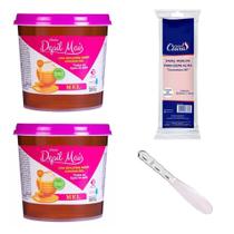 Kit 2 Ceras Depilatórias Hidrossolúvel Mel 300g Depil Mais e Perlon Santa Clara Gramatura 80