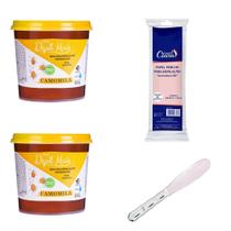 Kit 2 Ceras Depilatórias Hidrossolúvel Natural 300g Camomila Depil Mais e Perlon Santa Clara