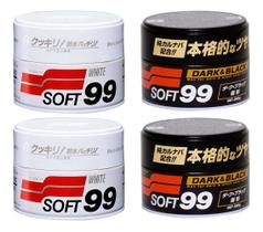 Kit 2 Ceras Soft 99 White Cleaner + 2 Ceras de Carnaúba Soft Dark Black