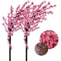 Kit 2 Cerejeiras Galho Curvo Cores Flores Planta Artificial Grande Kit 2 Cerejeiras Galho Curvo Cores Flores Planta Artificial Grande