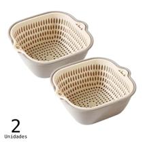 Kit 2 Cesta de Drenagem Dupla Camada Multifuncional Escorredor Alimentos Legumes Frutas Kit 2 Cesta de Drenagem Dupla Camada Multifuncional Escorredor Alimentos Legumes Frutas