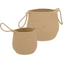 Kit 2 Cesta de Tecido Natural Para Armazenamento Organização Kit 2 Cesta de Tecido Natural Para Armazenamento Organização
