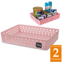 Kit 2 cestas organizadora grande armário banheiro cozinha gaveta quarto infantil closet guarda roupa - Usual Plastic