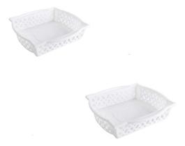 kit 2 Cestinha Plástico Retangular Organizadora Empilhável G kit 2 Cestinha Plástico Retangular Organizadora Empilhável G
