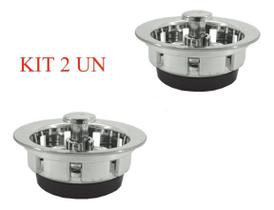 Kit 2 cestinha valvula amerericana metal cromada bognar