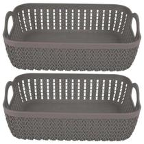 Kit 2 Cesto Caixa Organizadora Grande Multiuso Retangular Casa Cozinha Banheiro Armario Gaveta Lavanderia