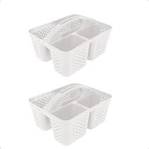 Kit 2 Cesto Cestinha Organizadora Multiuso Com alça Branco