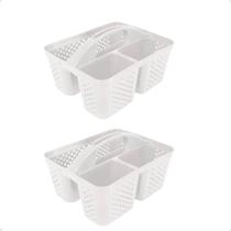 Kit 2 Cesto Cestinha Organizadora Multiuso Com Alça Branco