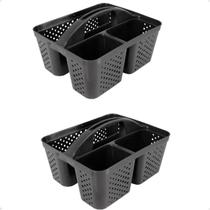 Kit 2 Cesto Cestinha Organizadora Multiuso Com alça Preto