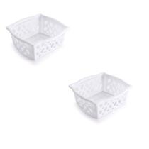 Kit 2 Cesto Cestinho Empilhável Multiuso Organizador Branca
