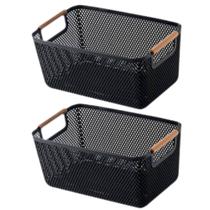 Kit 2 Cesto De Armazenamento Decoração Multiuso 36x22cm Preto