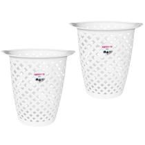 Kit 2 Cesto de Roupa Plástico 30 Litros Lavanderia Banheiro Branco - SR620 Sanremo