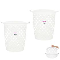Kit 2 Cesto de Roupa Plástico 46,5 Litros Com Tampa Lavanderia Banheiro Branco - 607 Sanremo Kit 2 Cesto de Roupa Plástico 46,5 Litros Com Tampa Lavanderia Banheiro Branco - 607 Sanremo