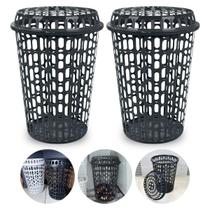 Kit 2 Cesto De Roupas Sujas Multiuso Telado Tampa 60l Preto Kit 2 Cesto De Roupas Sujas Multiuso Telado Tampa 60l Preto