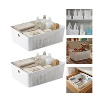Kit 2 Cesto Flow Organizador Para Lavanderia 12 Litros Multiuso Branco Ou Kit 2 Cesto Flow Organizador Para Lavanderia 12 Litros Multiuso Branco Ou