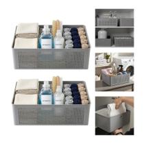 Kit 2 Cesto Flow Organizador Para Lavanderia 12 Litros Multiuso Chumbo Ou Kit 2 Cesto Flow Organizador Para Lavanderia 12 Litros Multiuso Chumbo Ou