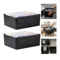 Kit 2 Cesto Flow Organizador Para Lavanderia 12 Litros Multiuso Preto Ou Kit 2 Cesto Flow Organizador Para Lavanderia 12 Litros Multiuso Preto Ou