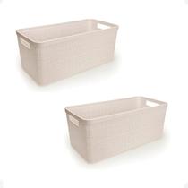 Kit 2 Cesto Juta Organizador Alongado Grande Decoração Kit 2 Cesto Juta Organizador Alongado Grande Decoração