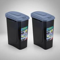 Kit 2 Cesto Lixeira Retangular Média 15l Tampa Click