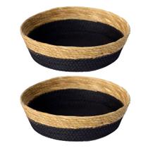 Kit 2 Cesto Multiuso De Fibra Natural 30x9cm