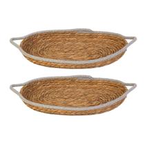 Kit 2 Cesto Multiuso De Fibra Natural Algodão Com Alça 46x27cm