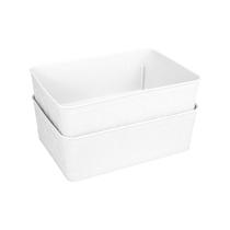 Kit 2 Cesto Multiuso Decorativo Branco 19x13,5x6,5Cm Kit 2 Cesto Multiuso Decorativo Branco 19x13,5x6,5Cm