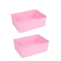 Kit 2 Cesto Multiuso Decorativo Rosa 19x13,5x6,5Cm Kit 2 Cesto Multiuso Decorativo Rosa 19x13,5x6,5Cm