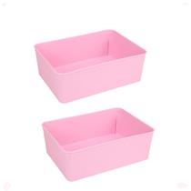 Kit 2 Cesto Multiuso Decorativo Rosa 19x13,5x6,5Cm Kit 2 Cesto Multiuso Decorativo Rosa 19x13,5x6,5Cm