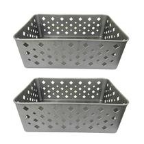 Kit 2 Cesto Multiuso Organizador Premium Cinza 123Organizei