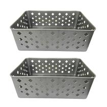 Kit 2 Cesto Multiuso Organizador Premium Cinza 123Organizei