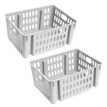 Kit 2 cesto organizador 7,4l empilhavel elloplas 31x22x13cm -