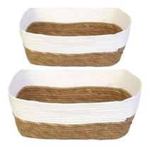 Kit 2 Cesto Organizador Branco Multiuso Fibra Natural