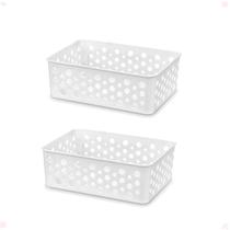 Kit 2 Cesto Organizador Decorativo P 19X13,8X6,5Cm Branco
