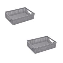 Kit 2 Cesto Organizador Juta A3 11,5 L 45x32x9,5 Cm CINZA