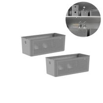 Kit 2 Cesto Organizador Multiuso Lavanderia Flow 6,6L Chumbo Kit 2 Cesto Organizador Multiuso Lavanderia Flow 6,6L Chumbo