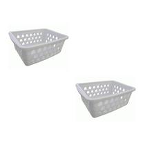Kit 2 Cesto Organizador Multiuso Médio Branco 0593 Uninjet Kit 2 Cesto Organizador Multiuso Médio Branco 0593 Uninjet