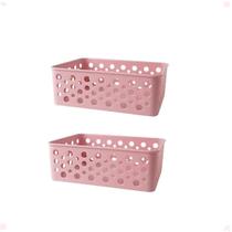 Kit 2 Cesto Organizador Multiuso P 19X13,8X6,5Cm Rose Kit 2 Cesto Organizador Multiuso P 19X13,8X6,5Cm Rose