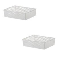 Kit 2 Cesto Organizador Multiuso Quadratta 34x15x9 Cm Branco