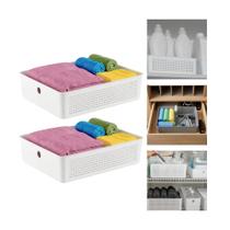 Kit 2 Cesto Organizador Para Lavanderia 8,2l Multiuso Branco Flow Ou Kit 2 Cesto Organizador Para Lavanderia 8,2l Multiuso Branco Flow Ou