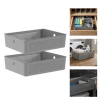 Kit 2 Cesto Organizador Para Lavanderia 8,2l Multiuso Chumbo Flow Ou