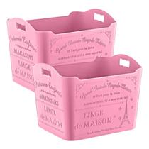 Kit 2 Cesto Organizador Paris 4l Decorado Em Plástico Multiuso