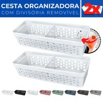 Kit 2 Cesto Organizador Rattan c/ Divisória Removível 23x8